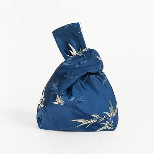 CEHJZQRPL Handgelenksknotentasche Damen Handgelenktasche Tasche Stickerei Blätter Knoten Top Henkel Schlüsseltasche Weicher Satin(Color b) von CEHJZQRPL