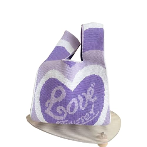 CEHJZQRPL Handgelenksknotentasche Lässige Knoten-Handgelenkstasche Handgemachte Strickhandtasche Damen Farbe Karierte Tragetasche(Color 09) von CEHJZQRPL