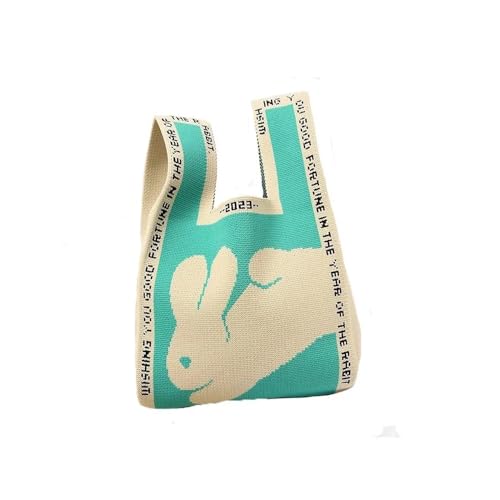 CEHJZQRPL Handgemachte Strickhandtasche Damen Mädchen Knoten Handgelenktasche Design Tragetasche Lässige Farbe Schultertasche(Green) von CEHJZQRPL