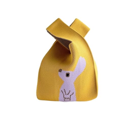 CEHJZQRPL Knoten Handgelenk Tasche Handgemachte Strick Handtasche Damen Knoten Handgelenk Tasche Mode Lässig Farbe Tragetasche Stricktasche(Color 2) von CEHJZQRPL