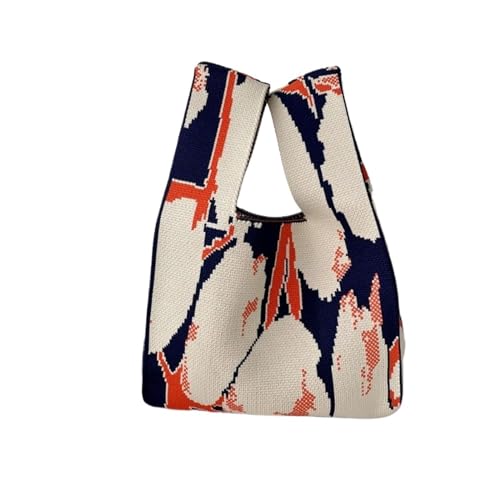 CEHJZQRPL Knoten Handgelenk Tasche Handgemachte Strick Handtasche Frauen Knoten Handgelenk Tasche Lässige Farbe Blume Einkaufstasche(Color 10) von CEHJZQRPL