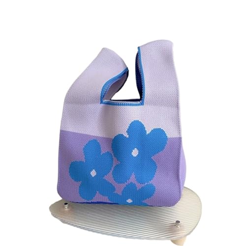 CEHJZQRPL Knoten Handgelenk Tasche Handgemachte Strick Handtasche Frauen Knoten Handgelenk Tasche Lässige Farbe Blume Einkaufstasche(Color 5) von CEHJZQRPL