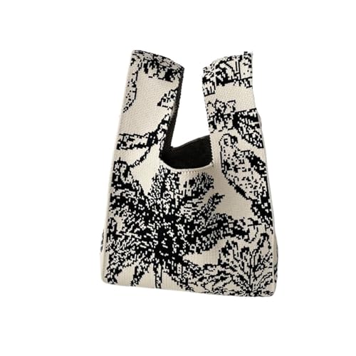 CEHJZQRPL Knoten Handgelenk Tasche Handgemachte Strick Handtasche Frauen Knoten Handgelenk Tasche Lässige Farbe Blume Einkaufstasche(Color 6) von CEHJZQRPL