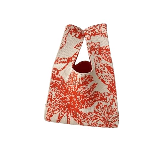 CEHJZQRPL Knoten Handgelenk Tasche Handgemachte Strick Handtasche Frauen Knoten Handgelenk Tasche Lässige Farbe Blume Einkaufstasche(Color 7) von CEHJZQRPL