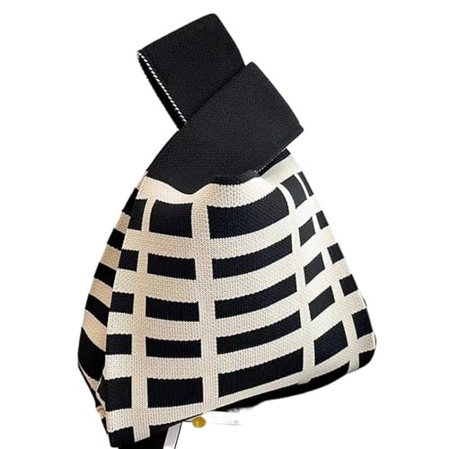CEHJZQRPL Knoten Handgelenk Tasche Mode Handgemachte Strick Handtaschen Frauen Knoten Handgelenk Tasche Casual Tote Bag(Color 6) von CEHJZQRPL