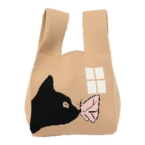 CEHJZQRPL Knoten-Handgelenktasche, handgemachte gestrickte Handtasche, Einkaufstasche, Knoten-Handgelenktasche for Frauen und Mädchen, gestrickte Tasche(Cloor 04) von CEHJZQRPL