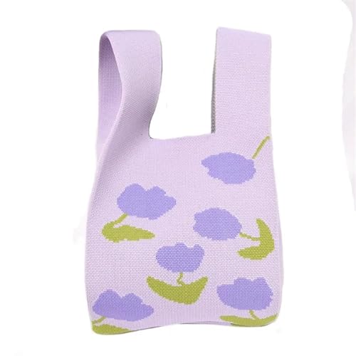 CEHJZQRPL Knoten-Handgelenktasche, handgemachte gestrickte Handtasche, Einkaufstasche, Knoten-Handgelenktasche for Frauen und Mädchen, gestrickte Tasche(Cloor 06) von CEHJZQRPL