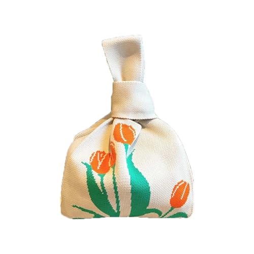 CEHJZQRPL Knoten-Handgelenktasche Damen Mädchen Strickhandtasche Wiederverwendbare Tragetasche Knoten-Handgelenktasche Handgemachte Schultertasche Einkaufstaschen Stricktasche(Color 4) von CEHJZQRPL