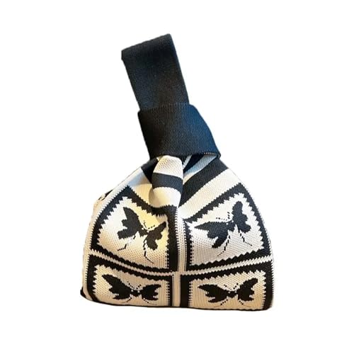 CEHJZQRPL Knoten-Handgelenktasche Damen Mädchen Strickhandtasche Wiederverwendbare Tragetasche Knoten-Handgelenktasche Handgemachte Schultertasche Einkaufstaschen Stricktasche(Color 8) von CEHJZQRPL