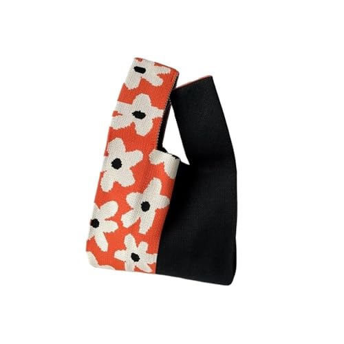 CEHJZQRPL Lässige Strickhandtasche for Damen und Mädchen, Blumen-Herz-Design, Handgelenktasche, handgefertigt(Small 4) von CEHJZQRPL