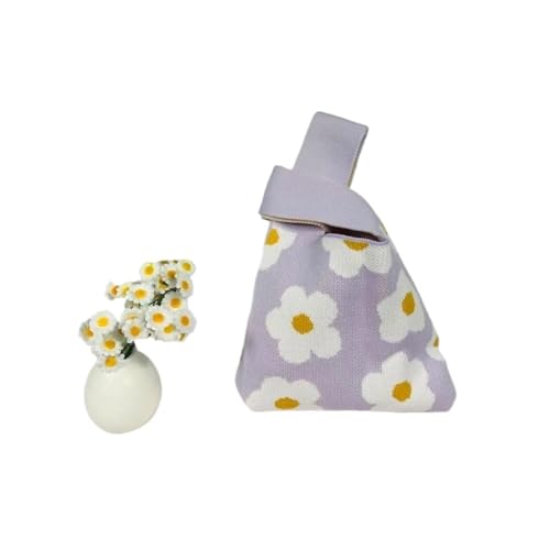 CEHJZQRPL Mode Blume Stickerei Gestrickte Handtasche Frauen Knoten Handgelenk Tasche Casual Tote Tasche Student Handgemachte Einkaufstaschen(Double Sofa 2) von CEHJZQRPL