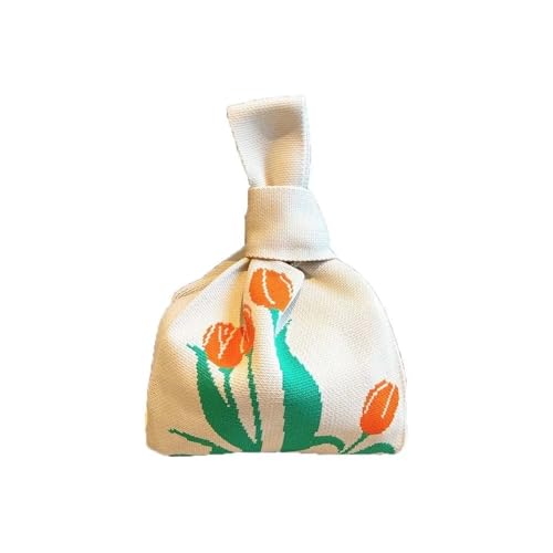CEHJZQRPL Schultertasche Damen Mädchen Knoten Handgelenktasche Handarbeit Strick Handtasche Tragetasche(Small 4) von CEHJZQRPL