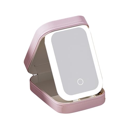 Make-up Tasche mit Spiegel,CEIEVER Kosmetiktasche mit Spiegel-3 Farben LED Licht Reise Kosmetikkoffer Damen Kulturbeutel-Organizer mit Kosmetikspiegel Make up Organizer für Damen-Make-up (Rosa) von CEIEVER