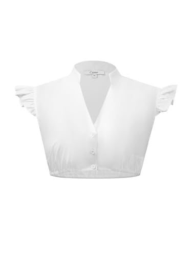 CEIVONE Dirndl Bluse Damen Weiß, Dirndlbluse mit Spitze, Elegante Weiß Flügelärmel, Schulterfrei, Reguläre Passform, Größe 40 von CEIVONE