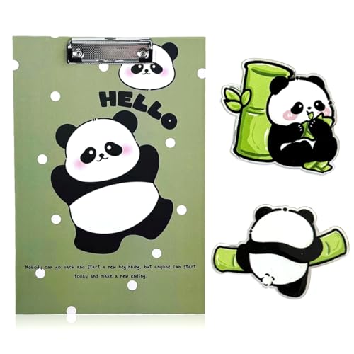 CEJAS 1 Stück A4 Klemmbrett Pappe mit 2 Lange Schwanzklemme, Mode-Design Klemmmappe A4 Bürobedarf & Schreibwaren für Rechtsanwälte Schüler und Lehrer, Clipboard Standardgröße 32 x 22 CM,Panda von CEJAS