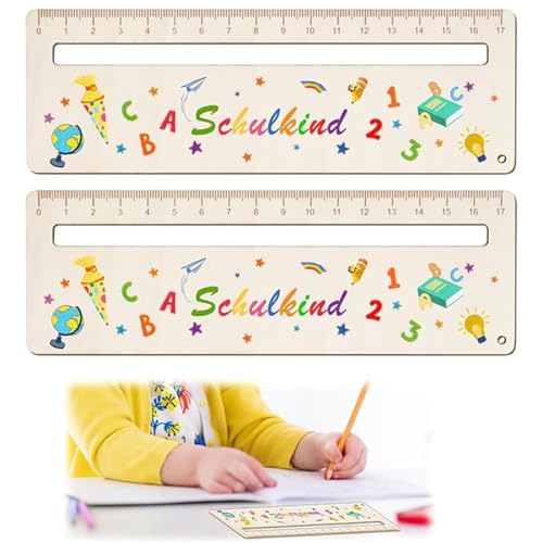 CEJAS 2 Stück Lesehilfe Kinder 1 Klasse Lesehilfe 2025 Schulkind Personalisiert Holz Lesezeichen Leselineal zur Einschulung Kinder Schulanfang Geschenkidee Schultüten Füllung von CEJAS