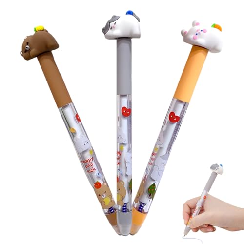 CEJAS 3 Stück Radierbarer Gelschreiber, 0,5 mm Blaue Tinte Radierbarer Stift, Niedliches Tier Design Radierbarer Stift, Schul Bürobedarf, Temperaturempfindlich Tinte(Katze + Kaninchen + Capy) von CEJAS