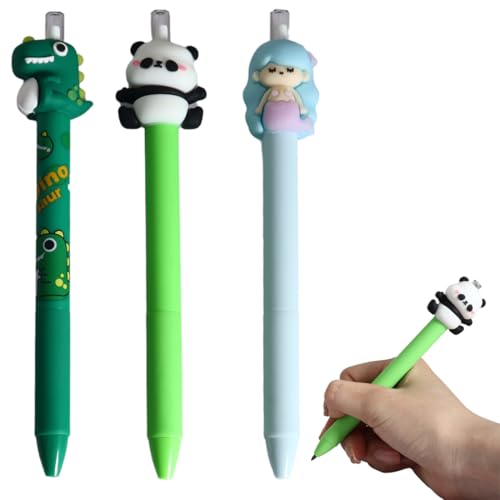 CEJAS 3 Stück Tintenlose Bleistifte Ewig Set, HB Druckbleistift, Süße Cartoon Schale, Wiederverwendbarer Bleistift, für Kinder Erwachsene Studenten(Panda + Dinosaurier + Meerjungfrau) von CEJAS