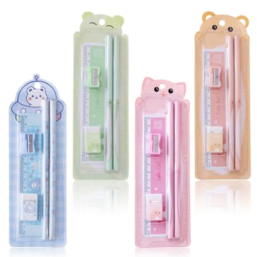 CEJAS 4 Set Niedliche Schreibwaren, Inklusive Bleistifte, Radiergummi, Lineal und Anspitzer, Geschenk zur Einschulung für Schulanfang mit süßem Schulbedarf,Geschenk für Kindergeburtstage CEJAS 4 Set Niedliche Schreibwaren, Inklusive Bleistifte, Radiergummi, Lineal und Anspitzer, Geschenk zur Einschulung für Schulanfang mit süßem Schulbedarf,Geschenk für Kindergeburtstage von CEJAS