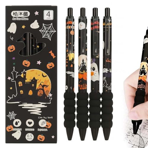 CEJAS 4 Teile/Satz Cartoon Gel Stift, Halloween-Themen, 0,5 mm Schwarze Tinte, Feine Spitze,Geschenk Schreibwaren Nette Schreibgriffe Pens Büro Schulbedarf von CEJAS