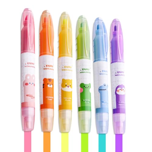 CEJAS 6 Stück Textmarker Radierbar, Magic Highlighters, Doppelspitze zum Markieren und Radieren,Bibel Marker Stifte, für Kinder Erwachsene Studenten Schule Büromaterial von CEJAS