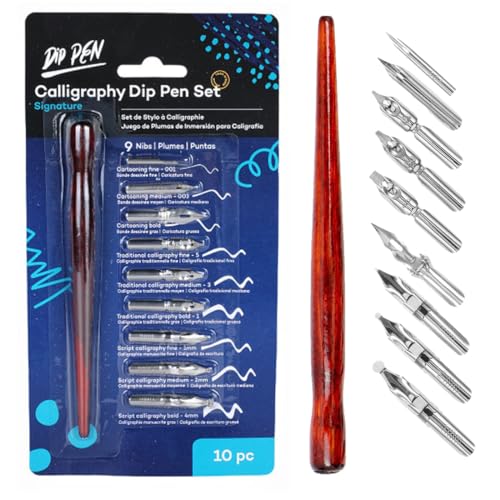 CEJAS Federhalter und Halter Set mit 1 Federhalter 9 Federn Comic Stiftspitzen Set Kalligraphie Tauchstift Zeichenfeder Schönschreibfüller Schreibfeder Stifthalter Kalligrafie Set für Künstler CEJAS Federhalter und Halter Set mit 1 Federhalter 9 Federn Comic Stiftspitzen Set Kalligraphie Tauchstift Zeichenfeder Schönschreibfüller Schreibfeder Stifthalter Kalligrafie Set für Künstler von CEJAS