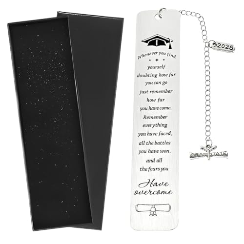 CEJAS Metall Lesezeichen als Abschlussgeschenk mit Geschenkbox, 2025 Abschluss Geschenk für Besten Freund, Sohn, Tochter, Motivationsgeschenk, besondere Lesezeichen für Abschluss(Stil A) von CEJAS