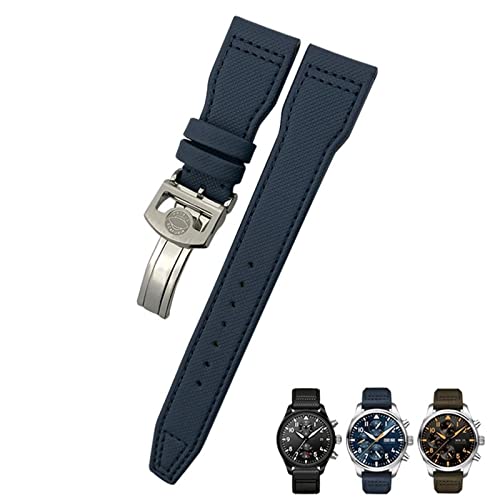 CEKGDB 20 mm, 21 mm, 22 mm, Nylon-Uhrenarmband aus Kalbsleder, passend für IWC Big Pilot IW377714 Mark18 Spitfire, Nylon-Echtlederarmband, 20mm rose clasp, Achat von CEKGDB