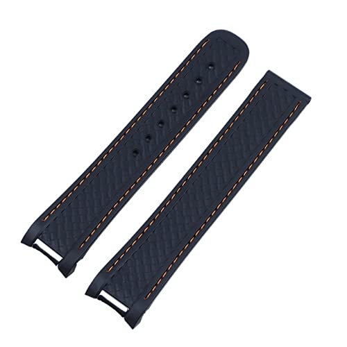 CEKGDB 20 mm Gummi-Uhrenarmband für Omega-Armband Seamaster 300 AT150 Aqua Terra, ultraleichtes 8900 Stahlschnalle, Uhrenarmband (Farbe: Schwarz-Orange, Größe: mit schwarzer Schnalle) von CEKGDB