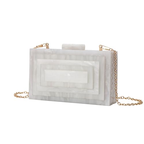 CEKGDB Acryl-Abendtasche, modische und stimmungsvolle Clutch, Kette, Schultertasche, Messenger-Tasche, Damen-Handytasche, perlweiß, Einheitsgröße von CEKGDB