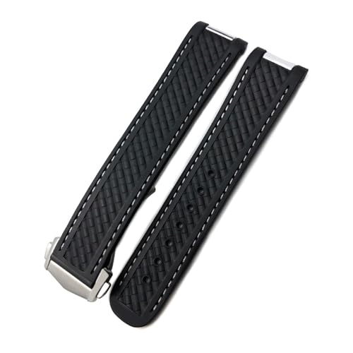CEKGDB Gebogenes Metallende, 21 mm, 20 mm, FKM-Uhrenarmband für Omega AT150 Seamaster Aqua Terra 150 M Worldtimer Armbänder, Fluorkautschuk-Uhrenarmband, 20 mm von CEKGDB