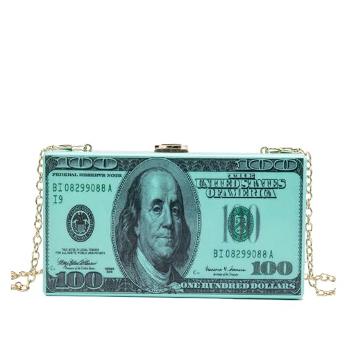 CEKGDB Handytasche Acryl Diamant Dollar Tasche Damen Clutch, grün, Einheitsgröße von CEKGDB