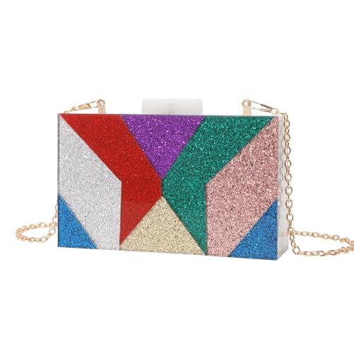 CEKGDB Handytaschen Damen Acryl Taschen Party Bankett Clutch Taschen Kette Schulter Messenger Bags, bunt, Einheitsgröße von CEKGDB