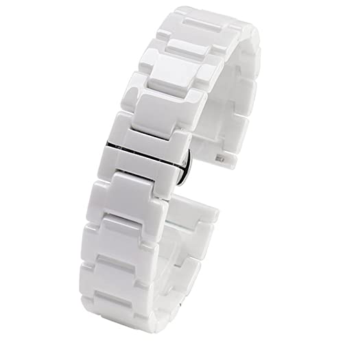 CEKGDB Keramikarmband für Damen und Herren, Edelstahl, Kombinations-Armband 12, 14, 15, 16, 18, 20, 22 mm, modisches Uhrenarmband, 22 mm, Achat von CEKGDB