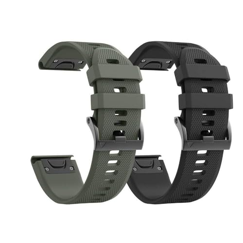 CEKGDB Kompatible Fenix ​​8X-Uhrenarmbänder, 26 mm Silikon-Uhrenarmband für Garmin Fenix ​​5X/Fenix ​​5X Plus/Fenix ​​3/Fenix ​​3 HR für Männer und Frauen(Black/army green) von CEKGDB