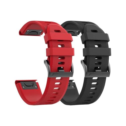 CEKGDB Kompatible Fenix ​​8X-Uhrenarmbänder, 26 mm Silikon-Uhrenarmband für Garmin Fenix ​​5X/Fenix ​​5X Plus/Fenix ​​3/Fenix ​​3 HR für Männer und Frauen(Black-Red) von CEKGDB
