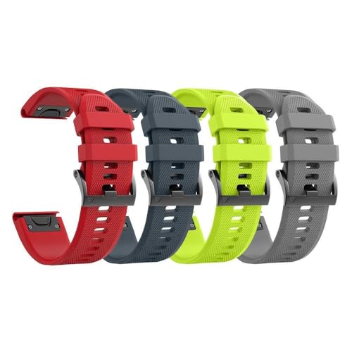 CEKGDB Kompatible Fenix ​​8X-Uhrenarmbänder, 26 mm Silikon-Uhrenarmband für Garmin Fenix ​​5X/Fenix ​​5X Plus/Fenix ​​3/Fenix ​​3 HR für Männer und Frauen(Slate/Green/Grey/Red) von CEKGDB