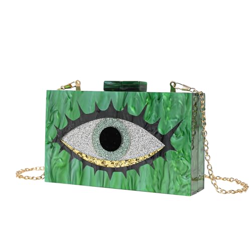 CEKGDB Modetrend handgehaltene Acryl-Perlglanz-Augentasche, modische One-Shoulder-Umhängetasche, Handytasche, grün, Einheitsgröße von CEKGDB