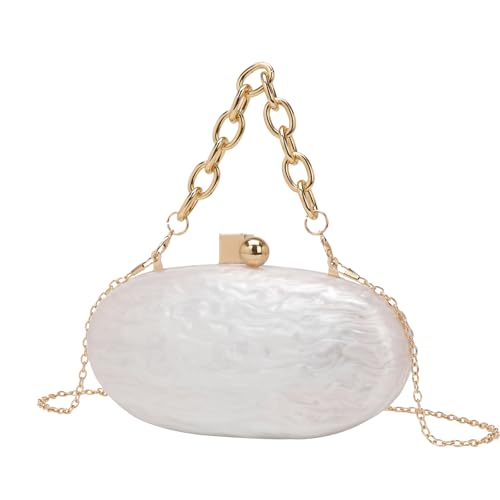 CEKGDB Modische Damen-Acryl-Taschen, Kettenschultertasche, Kuriertasche, Handytasche, weiß, Einheitsgröße von CEKGDB