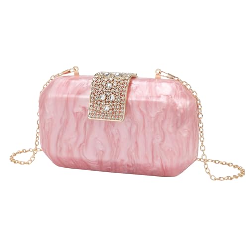 CEKGDB Modische Damen-Clutch-Taschen mit Diamantschloss, Handytasche, Acryl-Tasche, rose, Einheitsgröße von CEKGDB