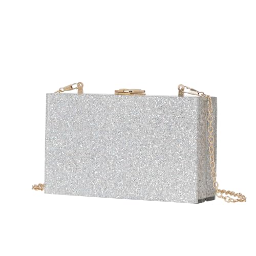 CEKGDB Party Bankett Clutch Taschen Damen Acryl Taschen Kette Schulter Handy Taschen, silber, Einheitsgröße von CEKGDB