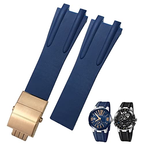 CEKGDB Uhrenarmband, 26 mm, Gummi, Stahl, Klappschnalle, passend für Ulysse Nardin, Blau, Schwarz, Braun, wasserdichtes Sportarmband, Zubehör, 26 mm, Achat von CEKGDB