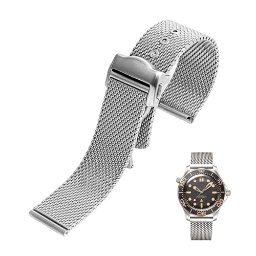 CEKGDB Uhrenarmband aus Edelstahl, 20 mm, für Omega 007 Seamaster 300 Uhrenarmband, gewebt, Mailand 316L Metallarmbänder, 20 mm von CEKGDB