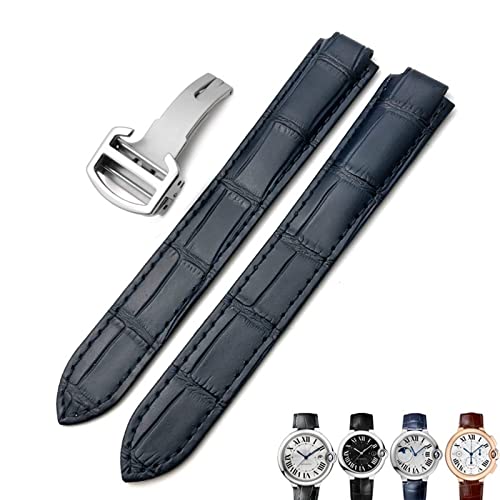 CEKGDB Uhrenarmband aus echtem Leder, 16 mm, 18 mm, 20 mm, schwarz, blau, braun, Faltschnalle, Uhrenarmbänder für Cartier Tank Solo Blue Ballon, 14 mm, Achat von CEKGDB