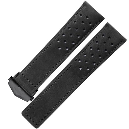 CEKGDB Uhrenarmband aus echtem Leder für TAG Heuer Uhrenarmband mit Faltschnalle, 20 mm, 22 mm, Rindslederband, Grau/Schwarz/Braun, 24 mm, Achat von CEKGDB