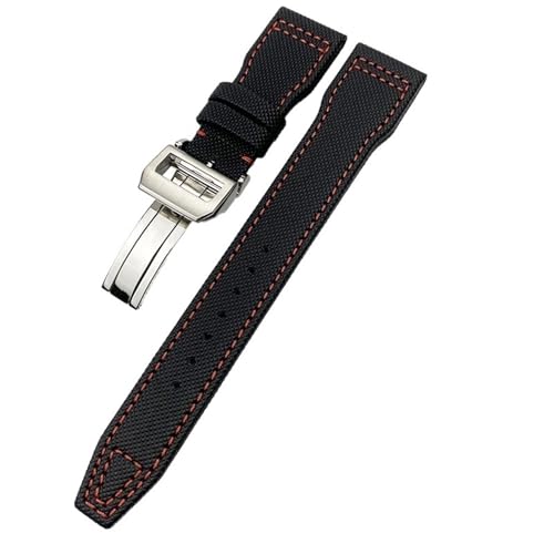 CEKGDB Uhrenarmband aus hochdichtem Nylon, Kalbsleder, 20 mm, 21 mm, 22 mm, passend für IWC Big Pilot IW5009 IW3880, Lederarmband, Schwarz, 21 mm, Achat von CEKGDB