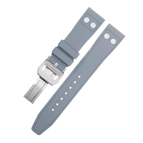 CEKGDB Uhrenarmband für IWC-Armband Big Pilot Mark Portugieser aus natürlichem Fluorkautschuk mit Nieten, 20 mm, 21 mm, 22 mm, weiches Armband, 22 mm, Achat von CEKGDB