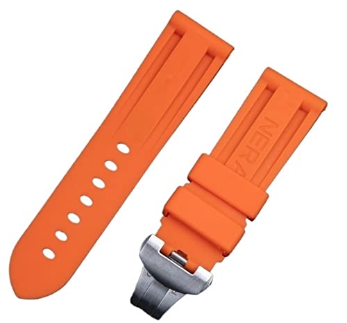 CEKGDB Uhrenarmband für Panerai-Armband, 24 mm, weiches Gummi, Schmetterlingsschnalle, für PAM111/441/389, Uhrenarmband, Zubehör, 24mm Folding Buckle, Achat von CEKGDB