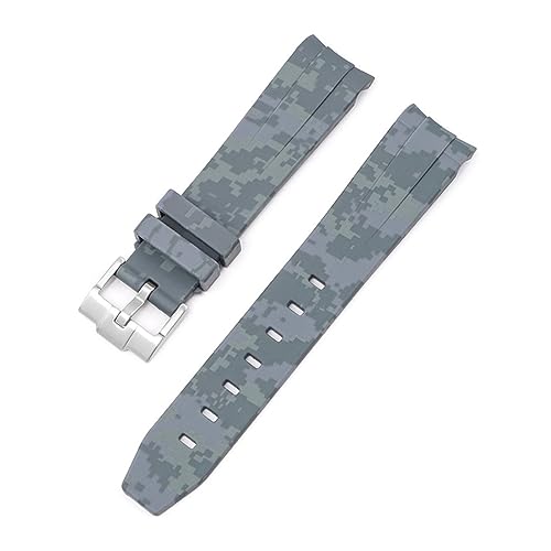 CEKGDB Uhrenarmband mit gebogenem Ende, 20 mm, natürliches Fluorkautschuk, Ersatz für Rolex-Armband, Submariner Explorer, 2 Rollen, 20 mm, Achat von CEKGDB
