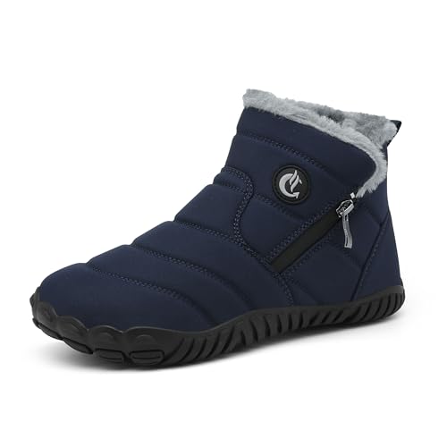 CELANDA Barfuß Winterschuhe Damen Warm Plush Gefütterte Winterstiefel Herren Winter Schneestiefel Rutschfeste Kurzschaft Stiefel Bequem Schlupfstiefel Boots Outdoor,Blau,Gr.40 EU von CELANDA